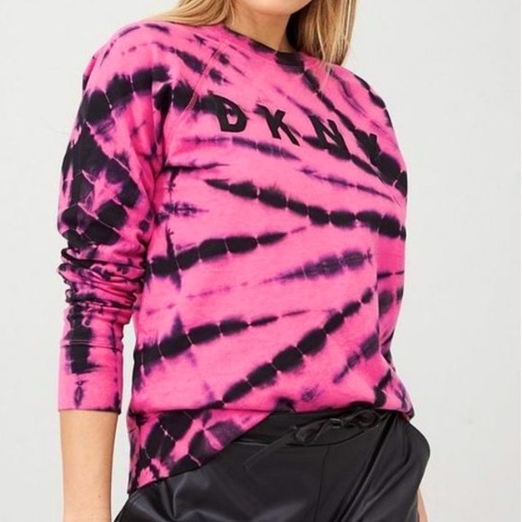 Dkny Tops - DKNY tie-dye sweatshirt pink & blue medium NWT